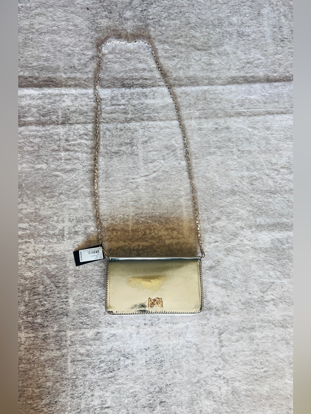 bebe Metallic Gold Chain Crossbody Bag